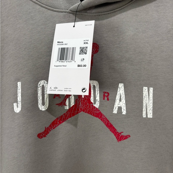 Jordan Gray and Red Men's Hoodie - Picture 2 of 5